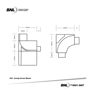 BNL C02 Arrow Head Coving Corner Block Specifications