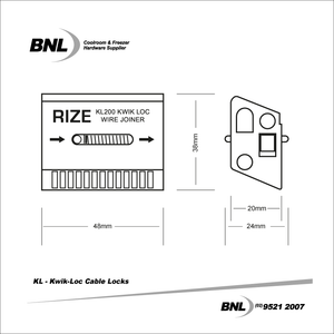 BNL KL Kwik Loc ZIP CLIP Cable Lock Specifications