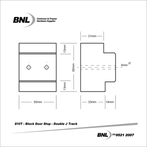 BNL S10T Double J Track Door Stop Specifications