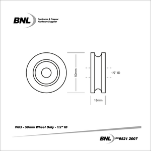 BNL W03BIMP 50mm Wheel with 1/2" ID Bearing Specifications