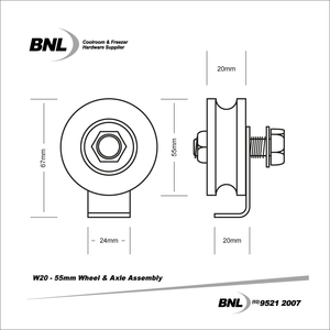 BNL W20 55mm Wheel and Axle Assembly Specifications