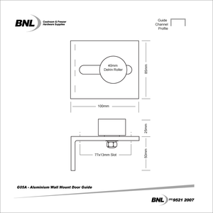 G05A Wall Mount Door Guide - Aluminium