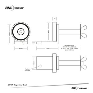 BNL 210107 Bondor Magnet Door Catch Specifications