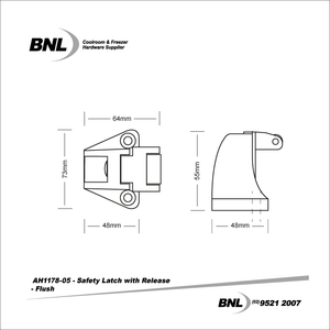 BNL AH1178-05 Safety Latch Set Flush Strike Specifications