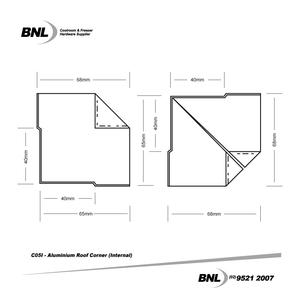 BNL C05I Internal Aluminium Roof Corner Specifications