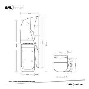 BNL F1671 Fermod Adjustable Hinge Specifications
