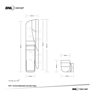 BNL F473 Fermod Adjustable Hinge Specifications