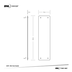 BNL H01P Stainless Steel Push Plate Specifications