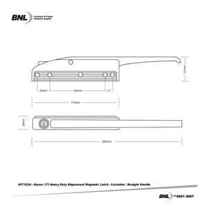 BNL K171C04 Kason 171 Heavy Duty Edgemount Magnetic Latch Specifications