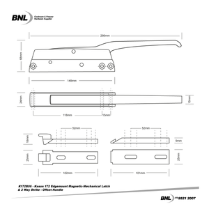 BNL K172B06 Kason 172 Edgemount Magnetic-Mechanical Latch and 2 Way Strike Specifications