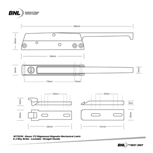 BNL K172C06 Kason 172 Edgemount Magnetic-Mechanical Latch with 2 Way Strike Specifications