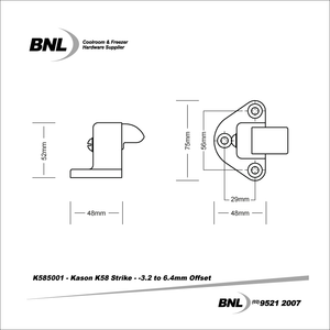 BNL K585001 Kason K58 Strike Specifications