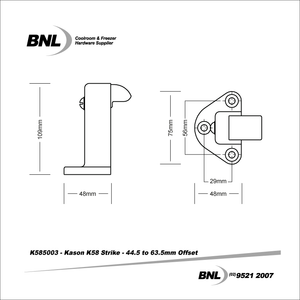 BNL K585003 Kason K58 Strike Specifications