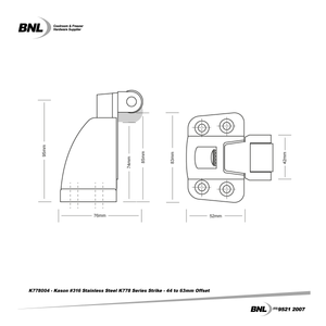 BNL K778004 Kason #316 Stainless Steel Satin Finish Safeguard Strike Specifications