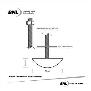 BNL R01SS Mushroom Bolt Assembly Specifications