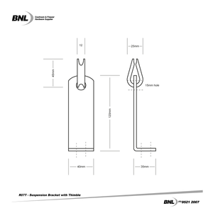BNL R07T Roof Suspension L Bracket with Thimble Specifications