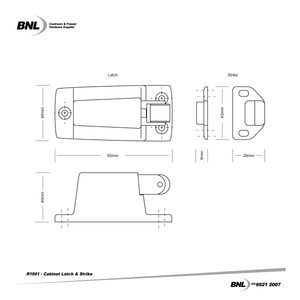 BNL R1961 Cabinet Latch and Strike Specifications