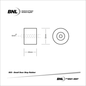 BNL S05 Small Door Stop with screw and nut specifications