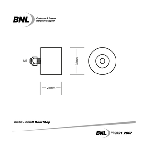 BNL S05S Small Door Stop with screw and nut specifications