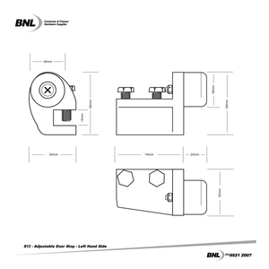 BNL S13L Left Adjustable Door Stop Specifications