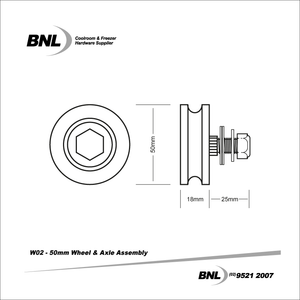 BNL W02 50mm Wheel and Axle Assembly Specifications