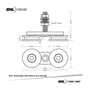 BNL W16 Double Bogie Wheel and Axle Assembly Specifications