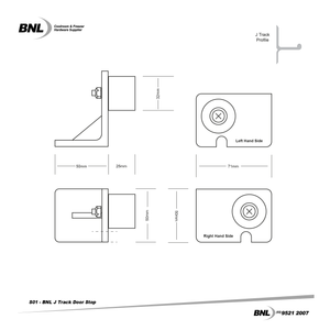 BNL S01 J Track Door Stop Specifications